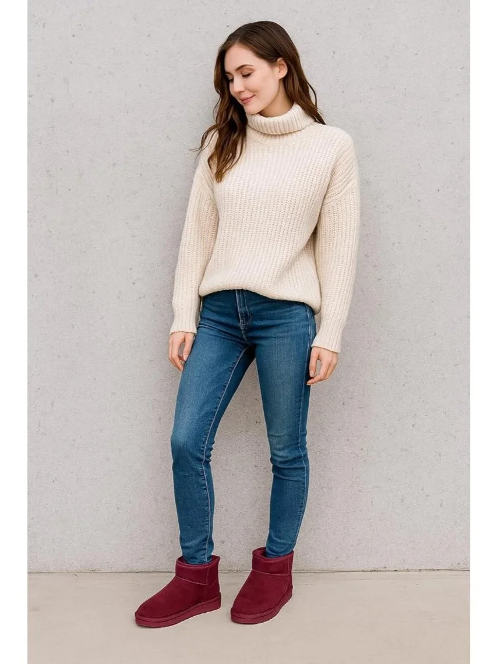 Womens Wine Suede Cloud Water Resistant Genuine Leather Comfortable Ankle Boots